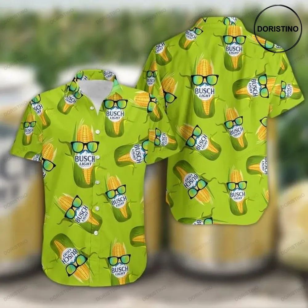 Corn Busch Light Green Print Awesome Hawaiian Shirt