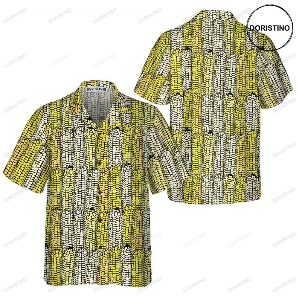 Corn Cob Plant Seamless Pattern Corn Button Up With Corn Awesome Hawaiian Shirt