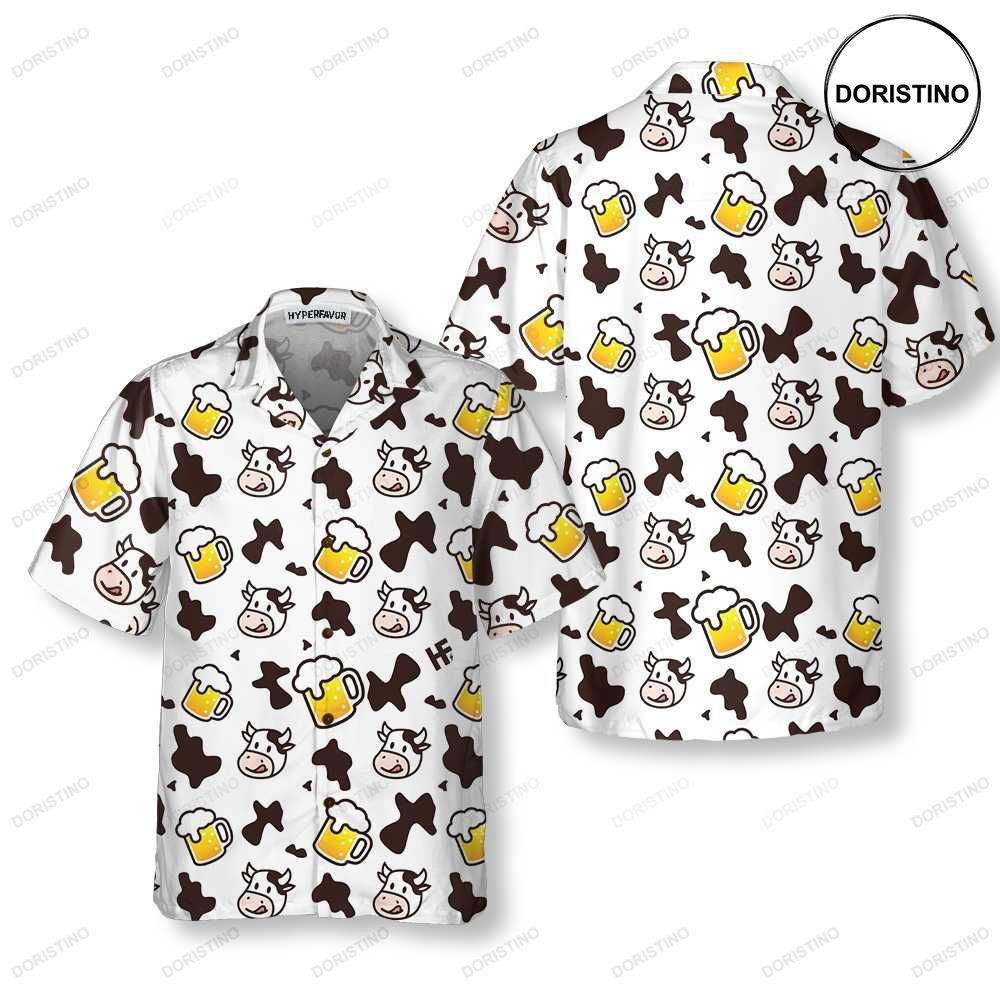 Cow And Beer Mug Seamless Pattern Cow Funny Cow For Men And Women Best Gift For Awesome Hawaiian Shirt