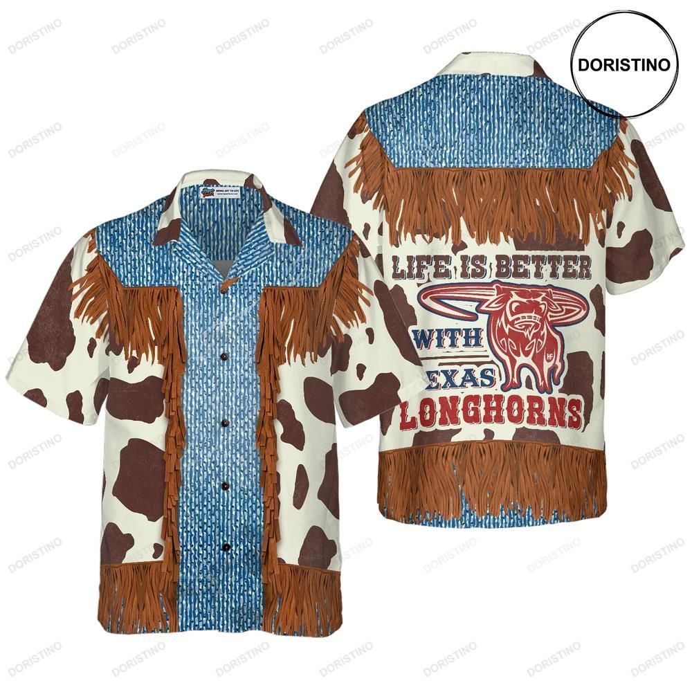 Cowboy Dairy Vintage Western Texas Life Is Better With Texas Longhorns Texas Ho Awesome Hawaiian Shirt