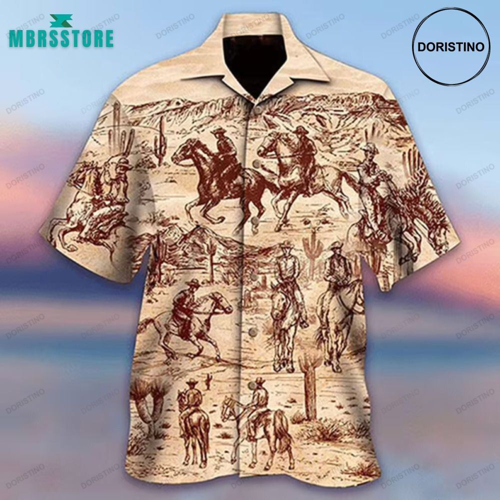 Cowboy Summer Short Sleeve Father Day Vintage Beach For Horse Lovers Hawaiian Shirt