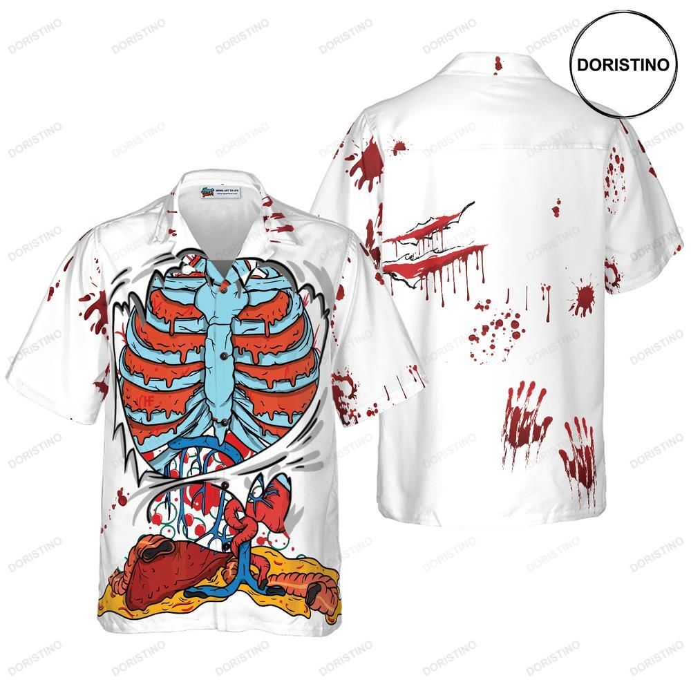 Creepy Ripped Open Rib Cage Organs Limited Edition Hawaiian Shirt