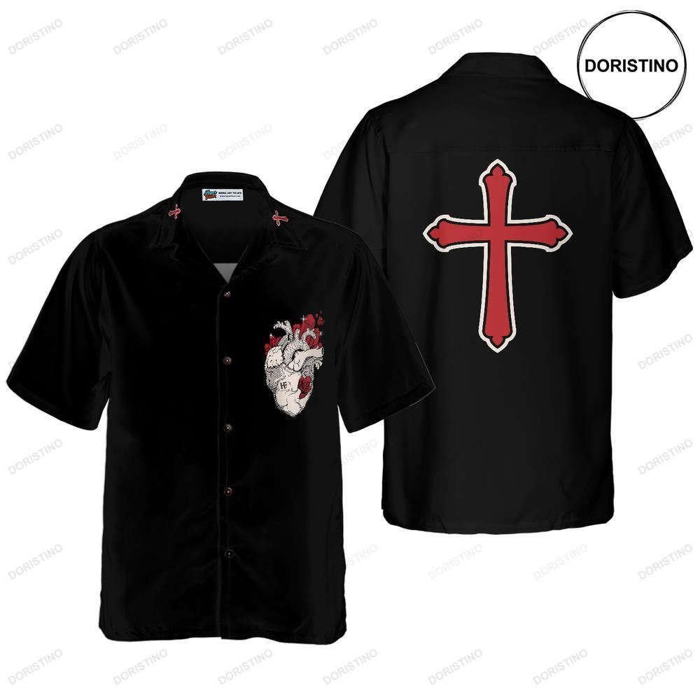 Cross With D Heart Goth Hawaiian Shirt
