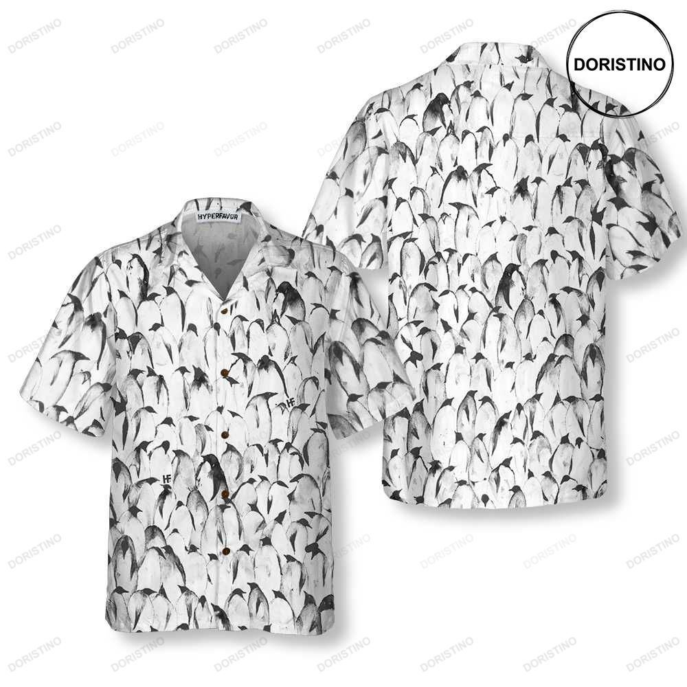Crowd Penguin Seamless Pattern Penguin Cool Penguin For Men Penguin Themed Gift Hawaiian Shirt