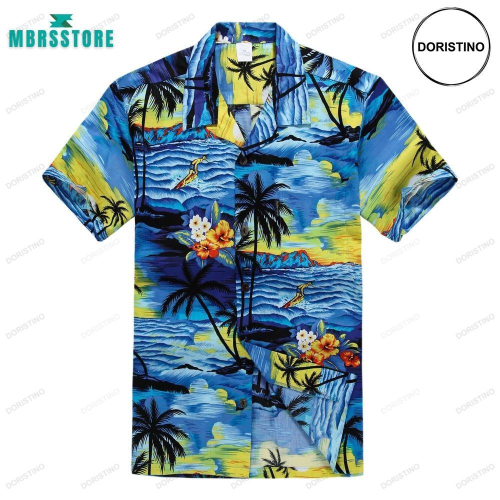 Cruise Tropical Luau Beach Party Blue Sunset Palm Tree Limited Edition Hawaiian Shirt