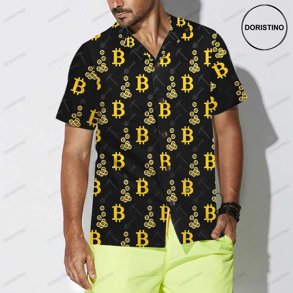 Cryptocurrency Bitcoin Miner Black And Yellow Bitcoin For Men Women Awesome Hawaiian Shirt