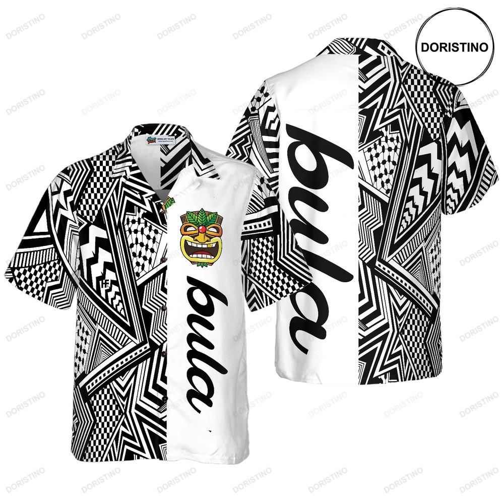 Customized Black And White Modern Pattern Bula Awesome Hawaiian Shirt