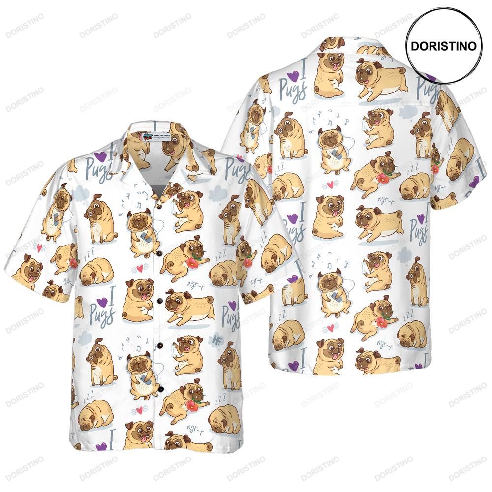 Cute Funny Pugs For Men Limited Edition Hawaiian Shirt