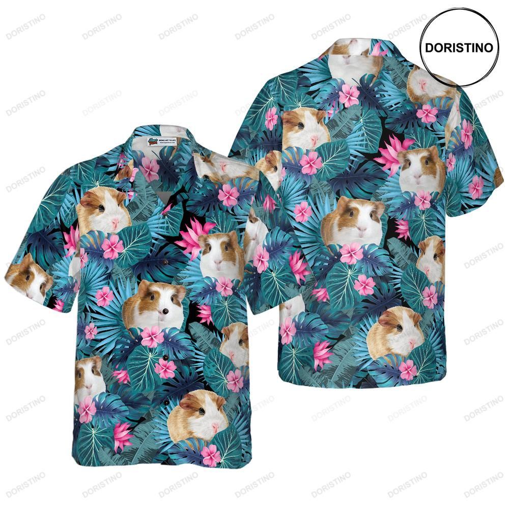 Cute Guinea Pig Tropical Pattern Awesome Hawaiian Shirt