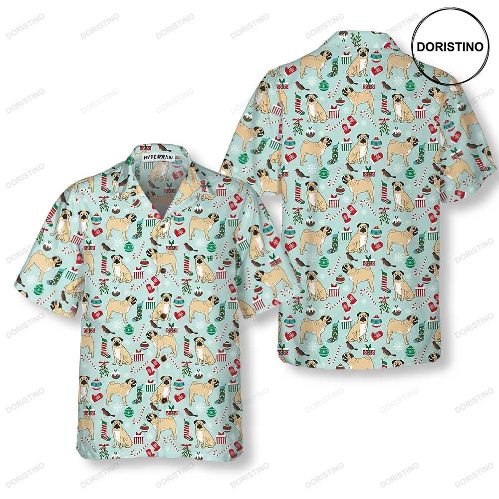 Cute Pug Xmas Holiday Funny Christmas Dog Awesome Hawaiian Shirt