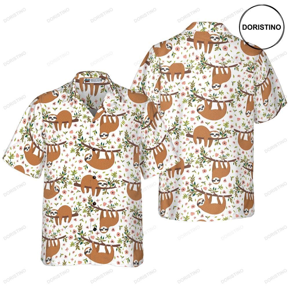 Cute Sloth On Tree For Men Limited Edition Hawaiian Shirt