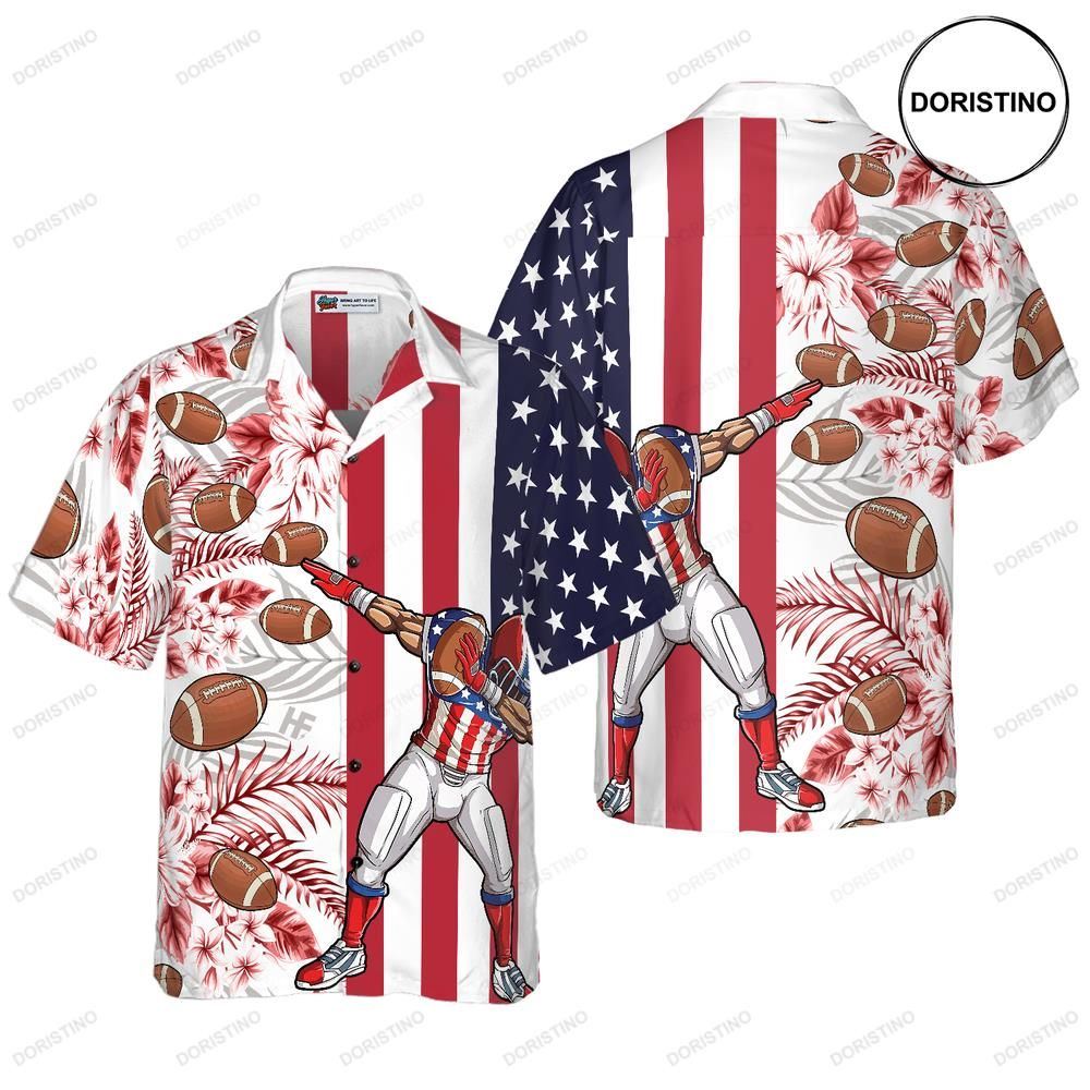 Dabbing Football American Flag Tropical Hawaiian Shirt