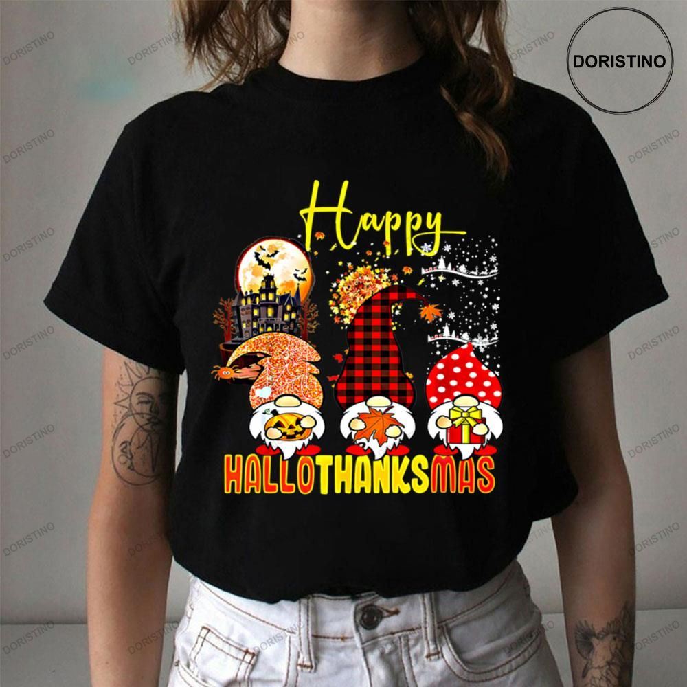 Cute Pattern Gnomes Happy Hallothanksmas Shirts
