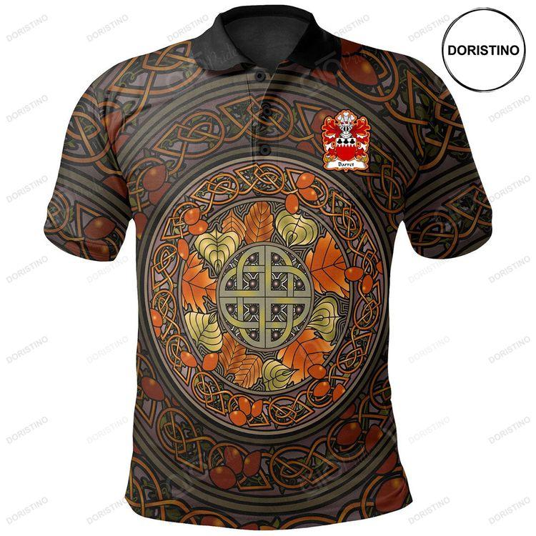 Barret Of Pendine Pembrokeshire Welsh Family Crest Polo Shirt Mid Autumn Celtic Leaves Doristino Polo Shirt|Doristino Awesome Polo Shirt|Doristino Limited Edition Polo Shirt}