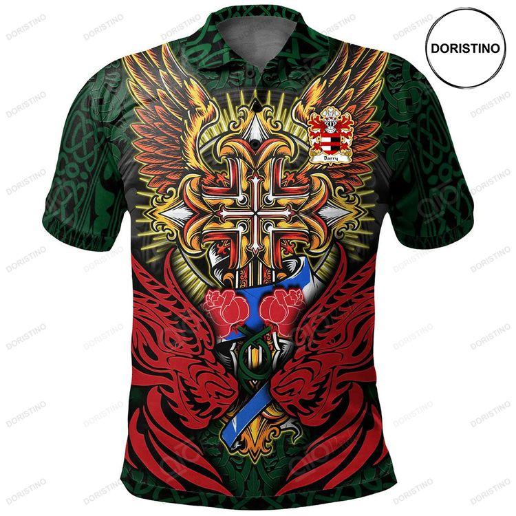 Barry Herefordshire Welsh Family Crest Polo Shirt Red Dragon Duo Celtic Cross Doristino Polo Shirt|Doristino Awesome Polo Shirt|Doristino Limited Edition Polo Shirt}