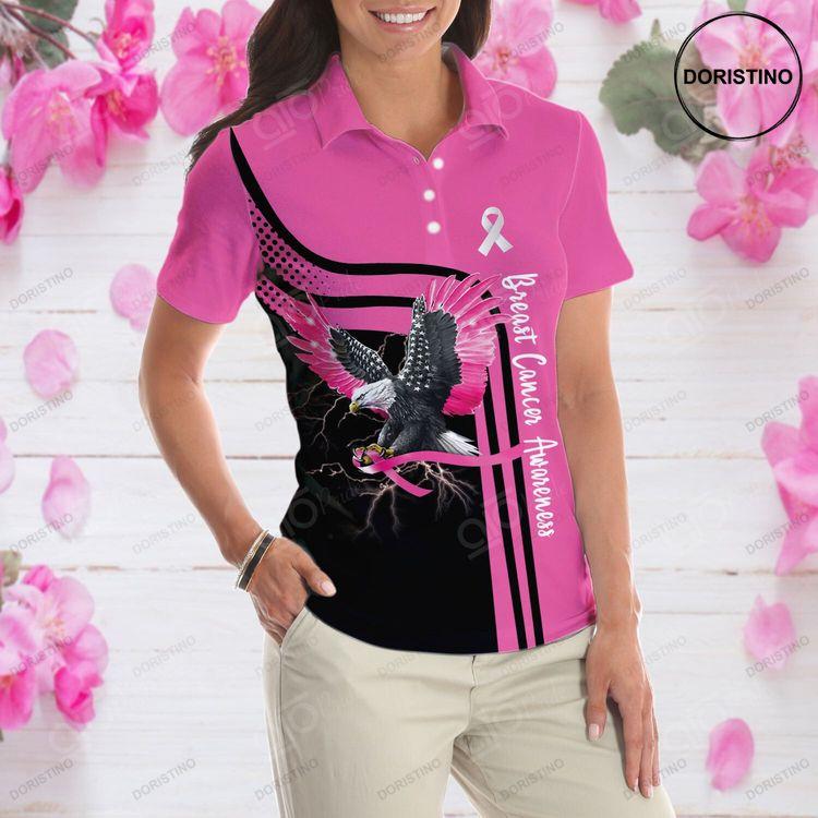 Be Stronger Than The Storm Breast Cancer Awareness Short Sleeve Women Polo Shirt Eagle Awareness Ribbon Polo Shirt For Ladies Doristino Polo Shirt|Doristino Awesome Polo Shirt|Doristino Limited Edition Polo Shirt}