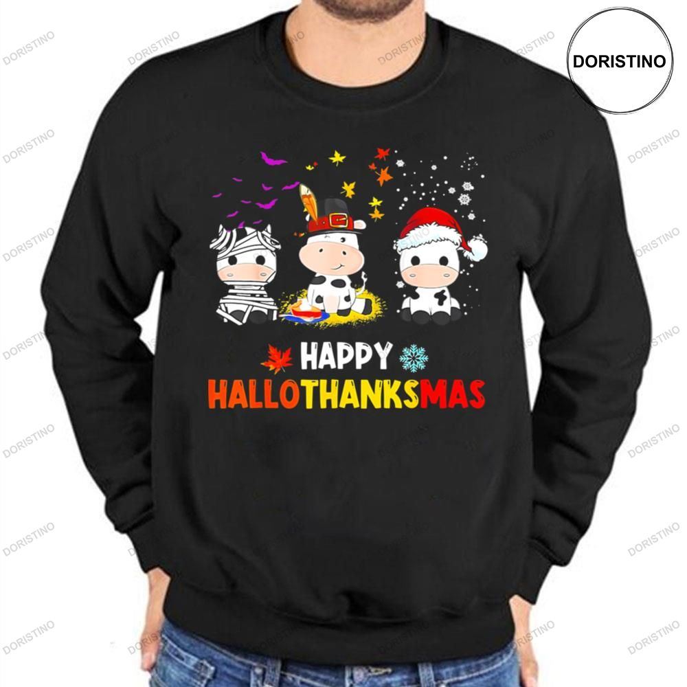 Happy Hallothanksmas Santa Cow Halloween Thanksgiving Shirts