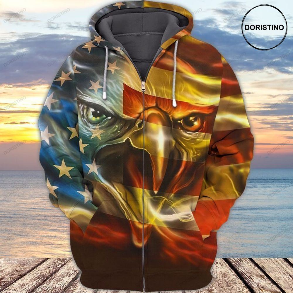 4th Of July Independence Day American Eagle Give All Over Print Hoodie