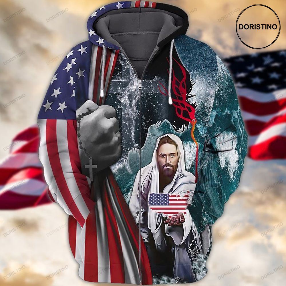 4th Of July Independence Day American Jesus Awesome 3D Hoodie