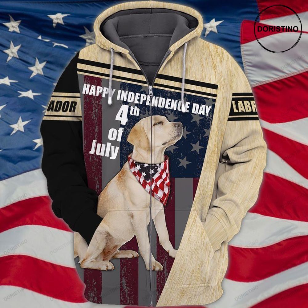 4th Of July Independence Day American Labrador Dog All Over Print Hoodie