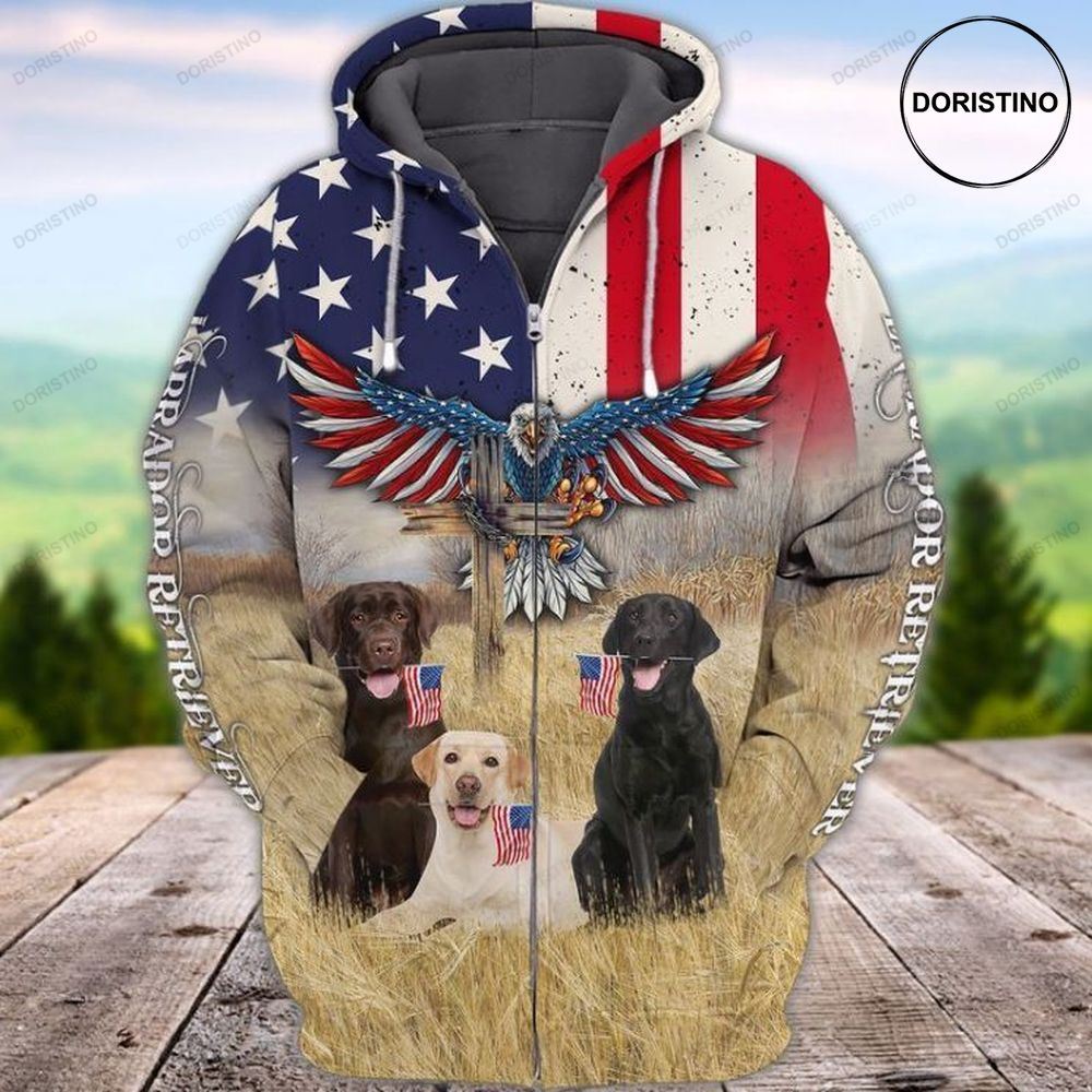 4th Of July Independence Day American Labradors Dog All Over Print Hoodie