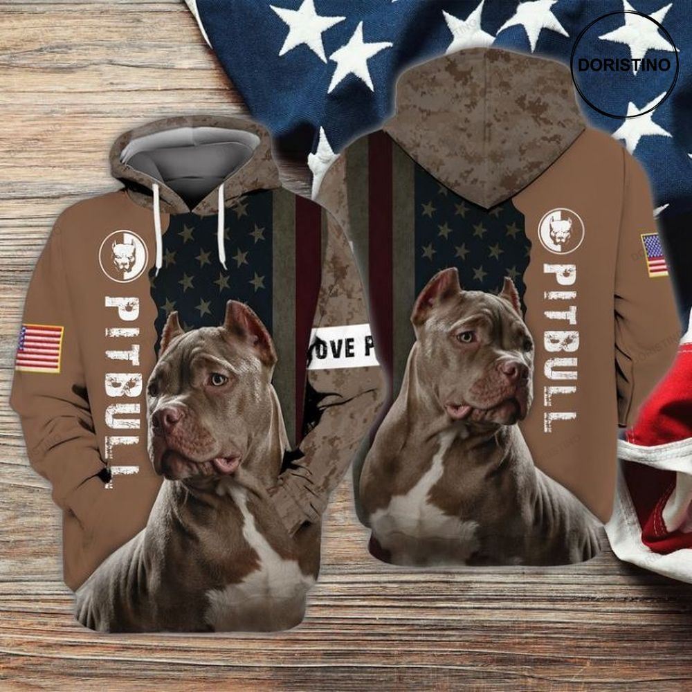 4th Of July Independence Day American Love Pitbull Awesome 3D Hoodie