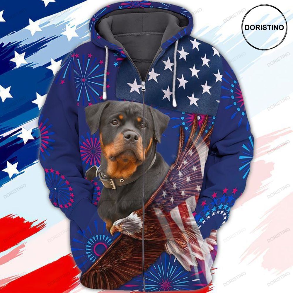 4th Of July Independence Day American Rottweiler Fireworks Dog Awesome 3D Hoodie