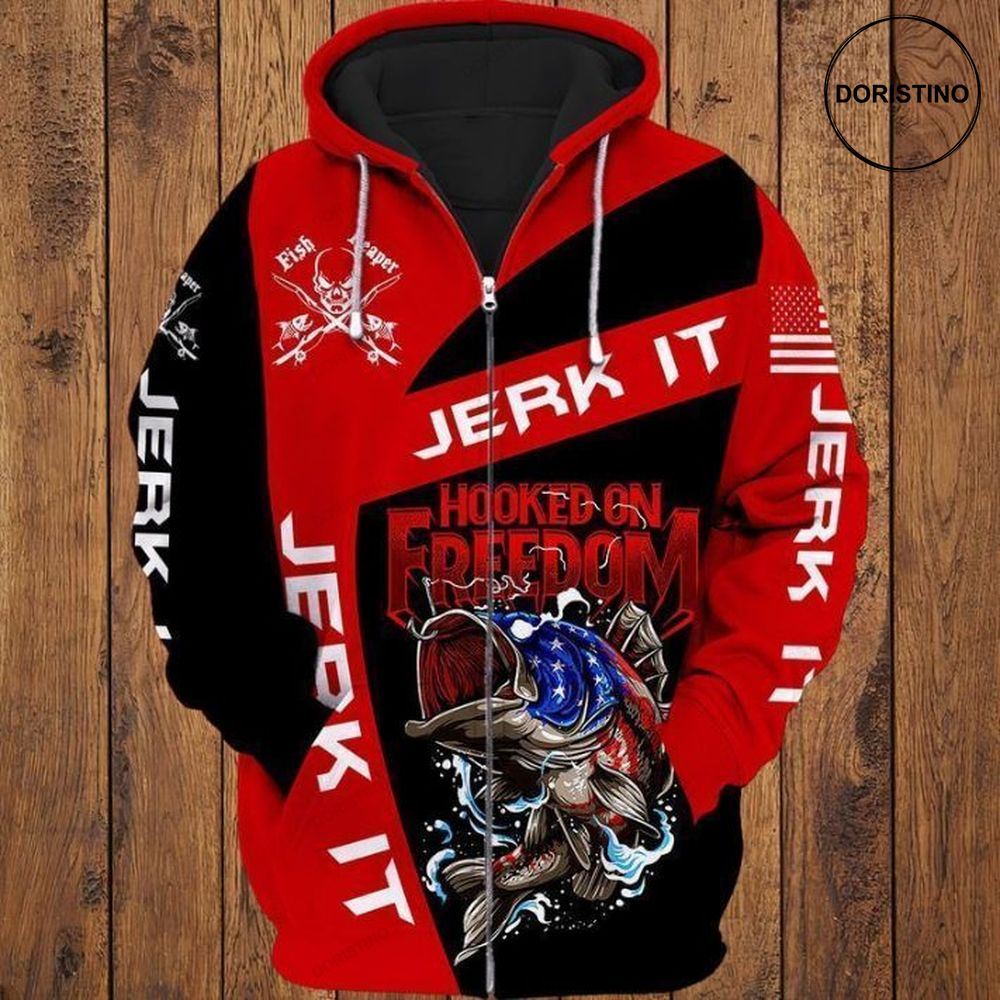 4th Of July Independence Day Fishing Jacket Hooker On Freedom Awesome 3D Hoodie