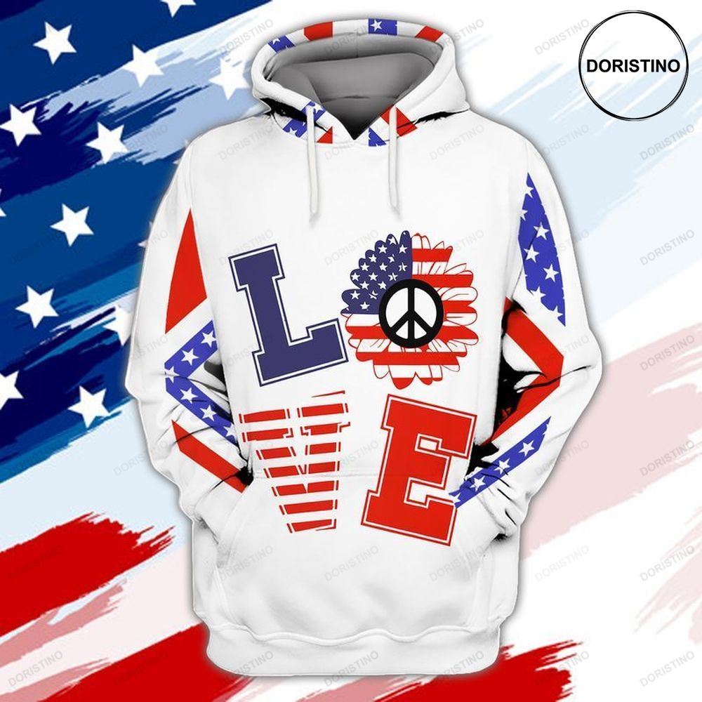 4th Of July Independence Day Love America Peace Awesome 3D Hoodie
