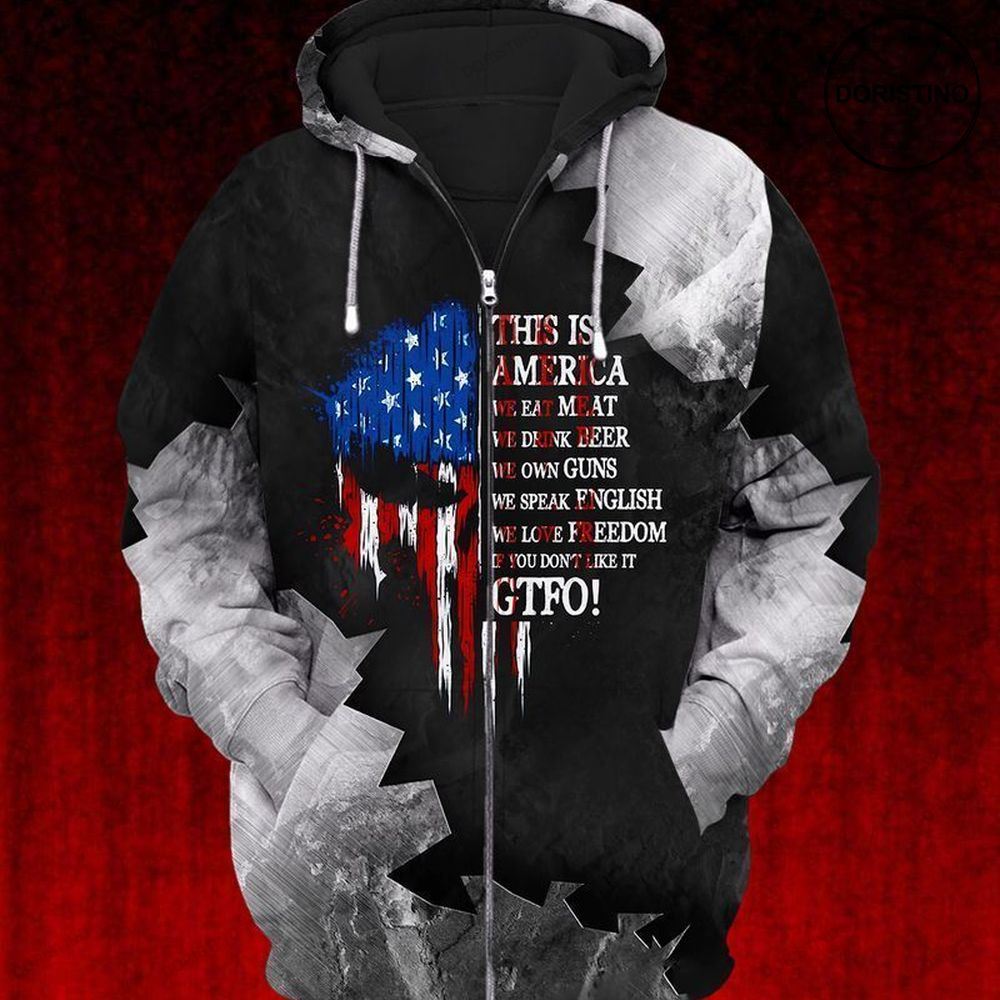 4th Of July Independence Day This Is America We Eat Meat We Drink Beer We Own Guns We Speak English We Love Freedom Awesome 3D Hoodie