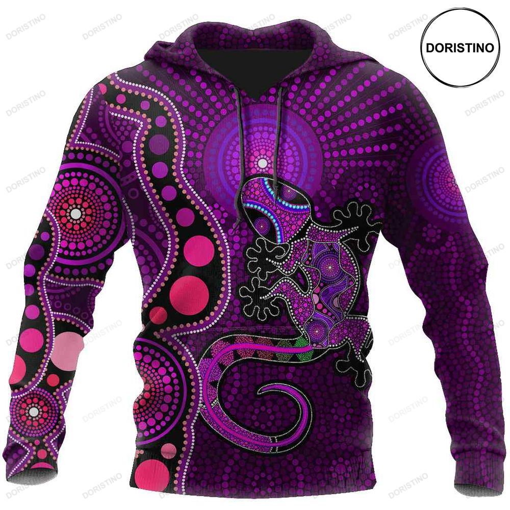 Aboriginal Australia Indigenous Purple The Lizard And The Sun All Over Print Hoodie