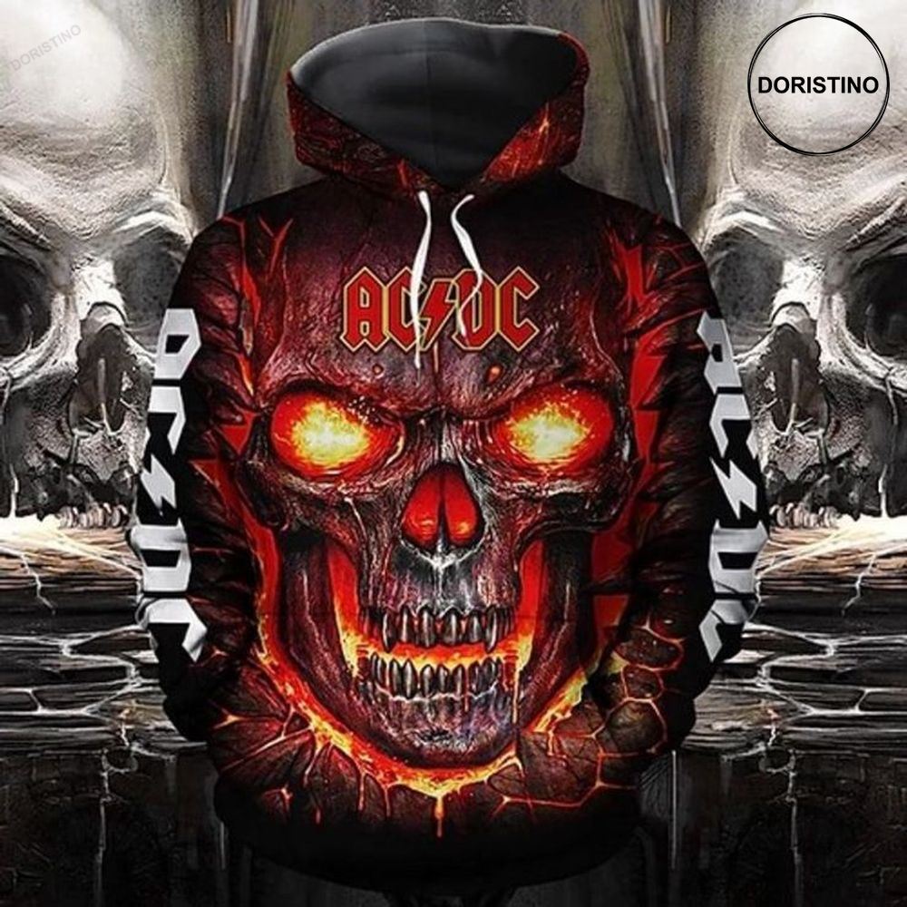 Ac Dc Lava Skull Gift For Fan Awesome 3D Hoodie