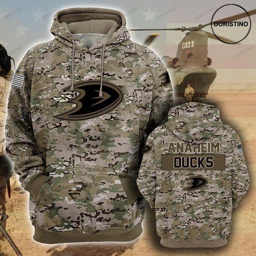 Anaheim Ducks Camouflage Veteran Cotton Limited Edition 3d Hoodie