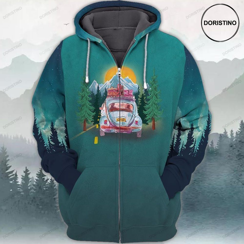 Log Out Go Explore Forest Car Moon Camping All Over Print Hoodie