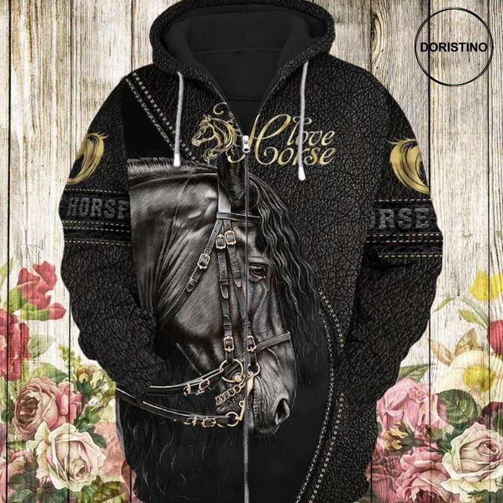 Love Black Horse Awesome 3D Hoodie