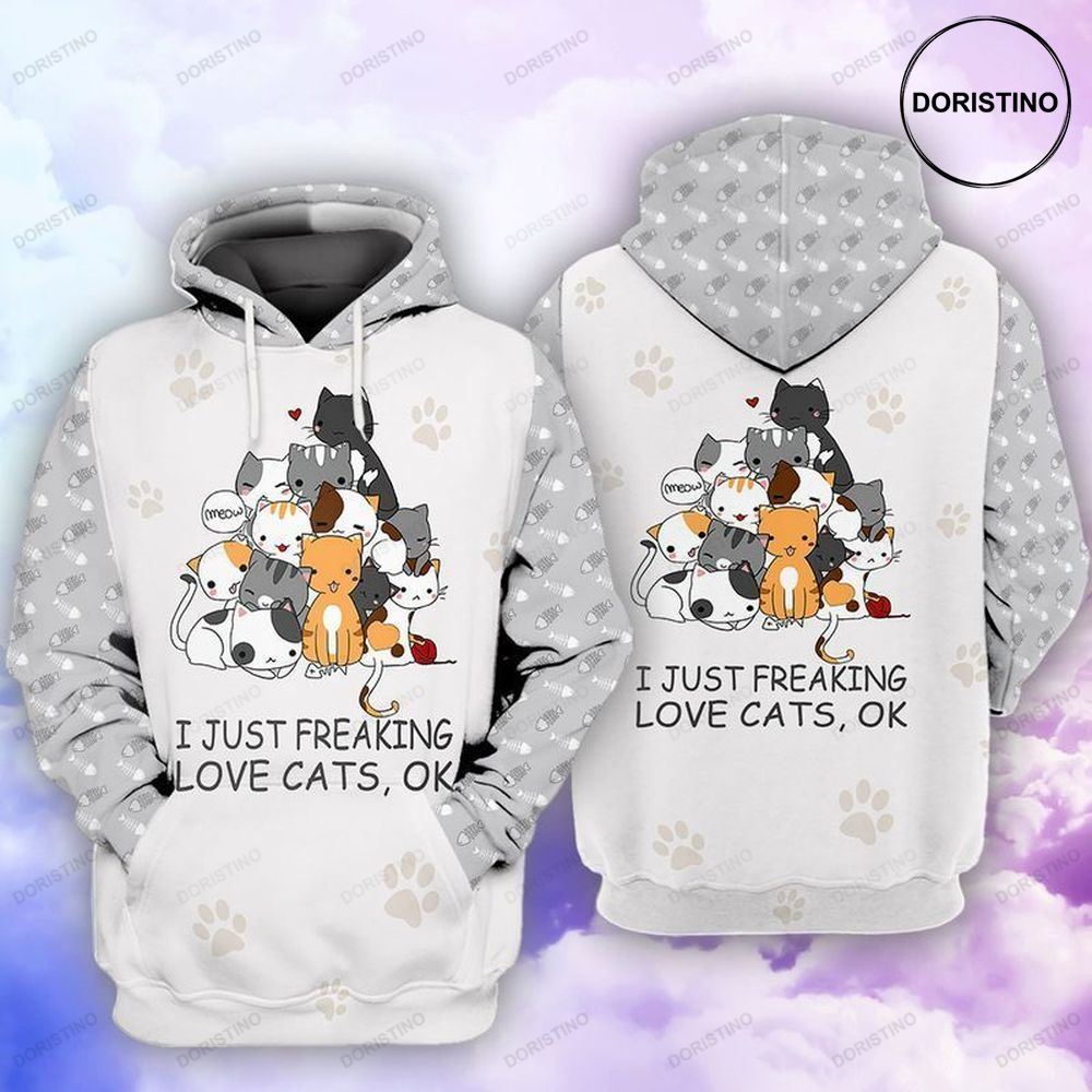 Love Cats I Just Freaking Love Cats Ok 1 All Over Print Hoodie