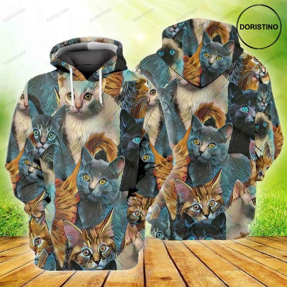 Love Cute Cats All Over Print Hoodie