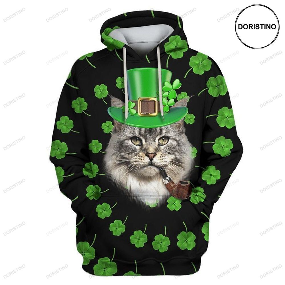 Maine Coon Cat Saint Patricks Day Awesome 3D Hoodie