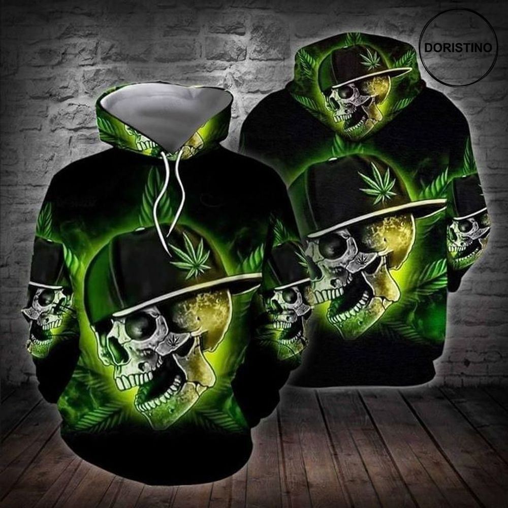 Marijuana Leaf Green Cool Skull Limited Edition 3d Hoodie