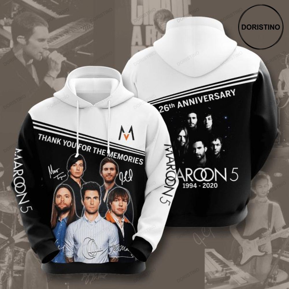 Maroon 5 26th Anniversary 1994 2020 Signature Design Gift For Fan Custom Ed All Over Print Hoodie