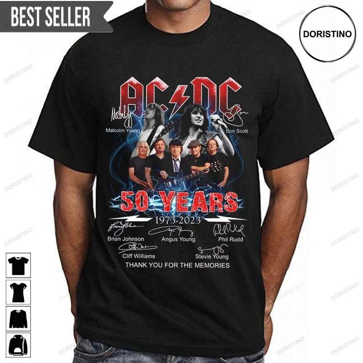 Acdc 50 Years Anniversary Thank You For The Memories Doristino Limited Edition T-shirts