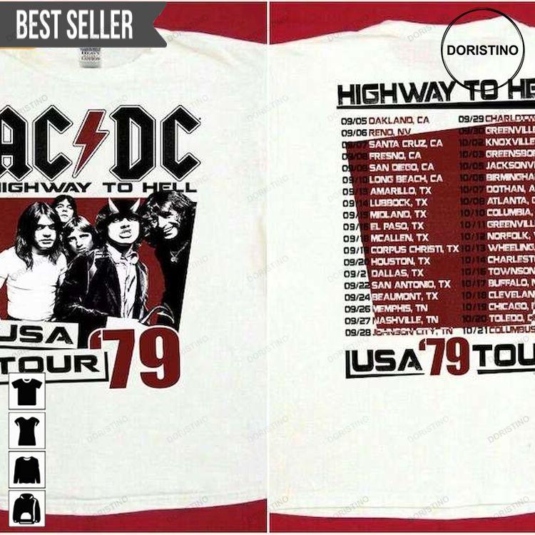 Acdc Highway To Hell Usa Tour 1979 Short-sleeve 4ypxw Doristino Limited Edition T-shirts