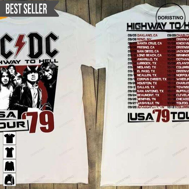 Acdc Highway To Hell Usa Tour 1979 Short-sleeve Doristino Trending Style