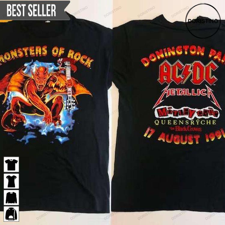 Acdc Monsters Of Rock Donington Park 1991 The Black Crowes Queensryche Short-sleeve Doristino Trending Style