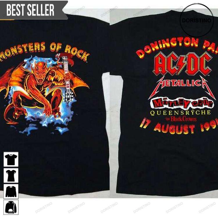 Acdc Monsters Of Rock Tour Donington Park 1991 Short-sleeve Doristino Awesome Shirts