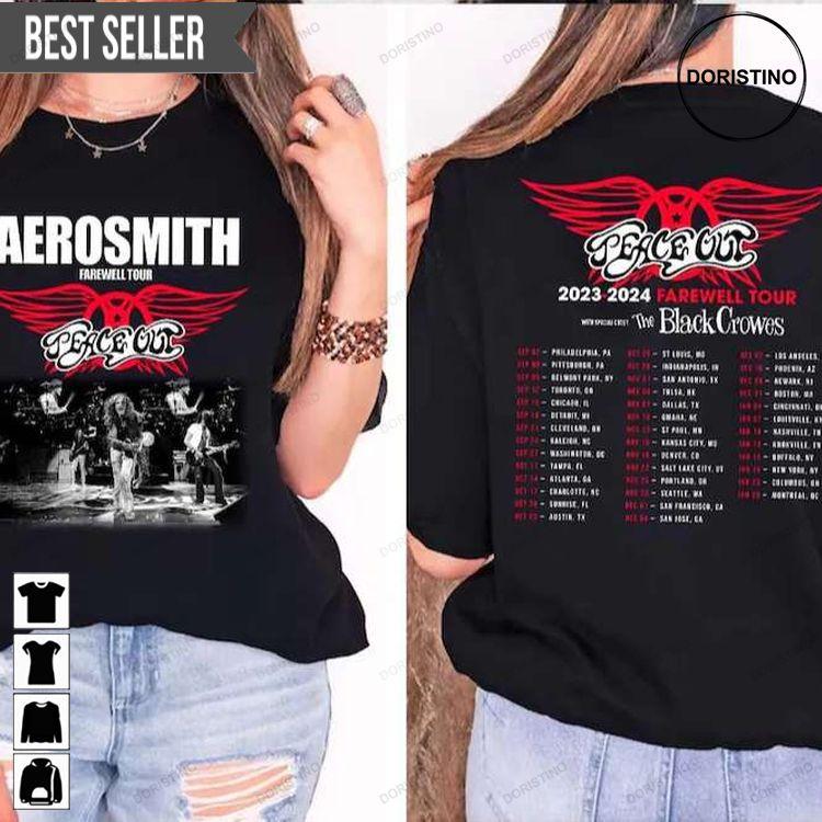 Aerosmith 2023-2024 Peace Out Farewell Tour Adult Short-sleeve Doristino Awesome Shirts