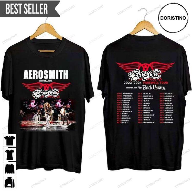 Aerosmith 2023-2024 Peace Out Farewell Tour With The Black Crowes Adult Short-sleeve Doristino Awesome Shirts