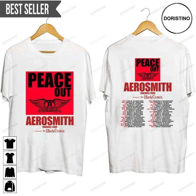 Aerosmith 2023-2024 Peace Out Farewell Tour With The Black Crowes Short-sleeve Doristino Trending Style
