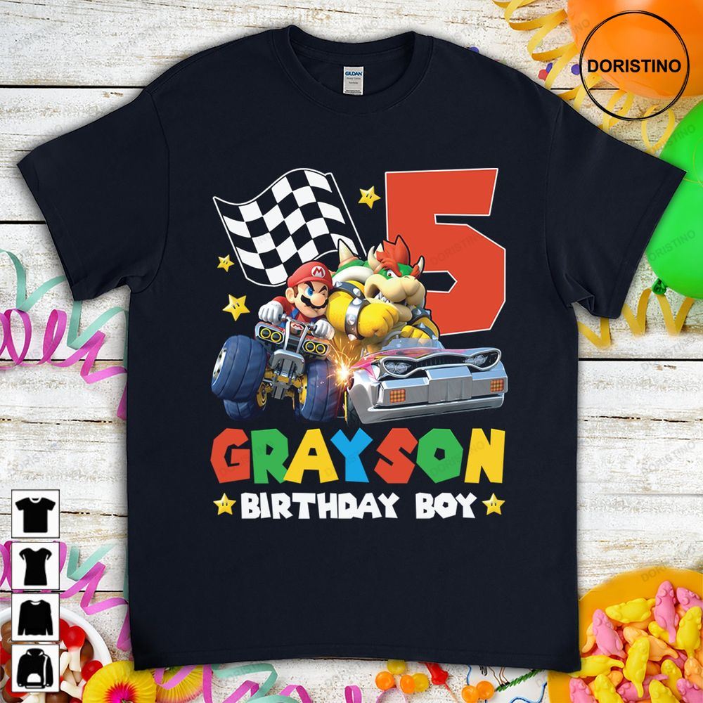 Mario Kart Mario And Bowser Gaming Birthday Gift For Son Daughter Funny Custom Name Unisex For Men Women Boys Girls Trending Style