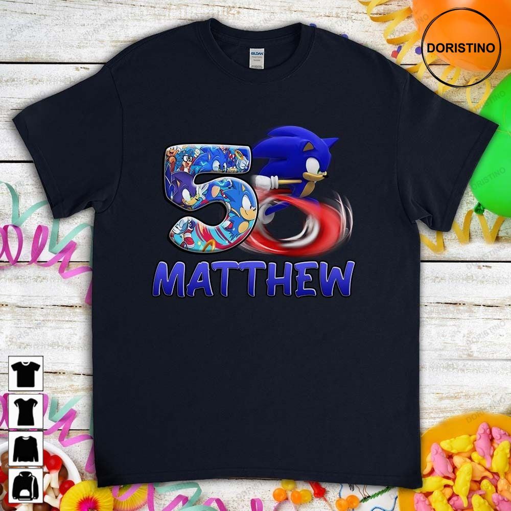 Sonic The Hedgehog Birthday Custom Name Unisex Awesome Shirts